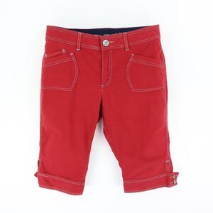 Lee Bermuda‎ Jean Shorts Cuffed with Buttons No-Gap Waistband Womens Size 16 Red